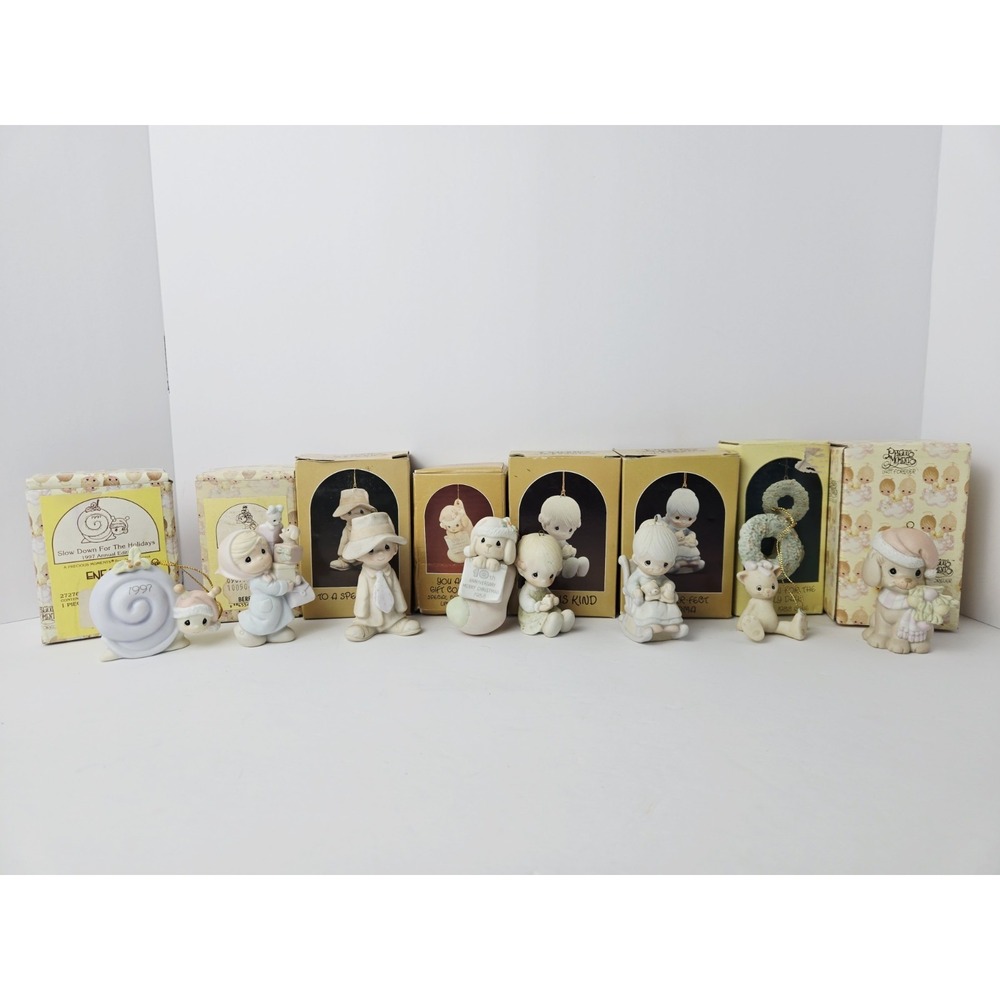 Precious Moments Christmas ornament w/ boxes lot of 8